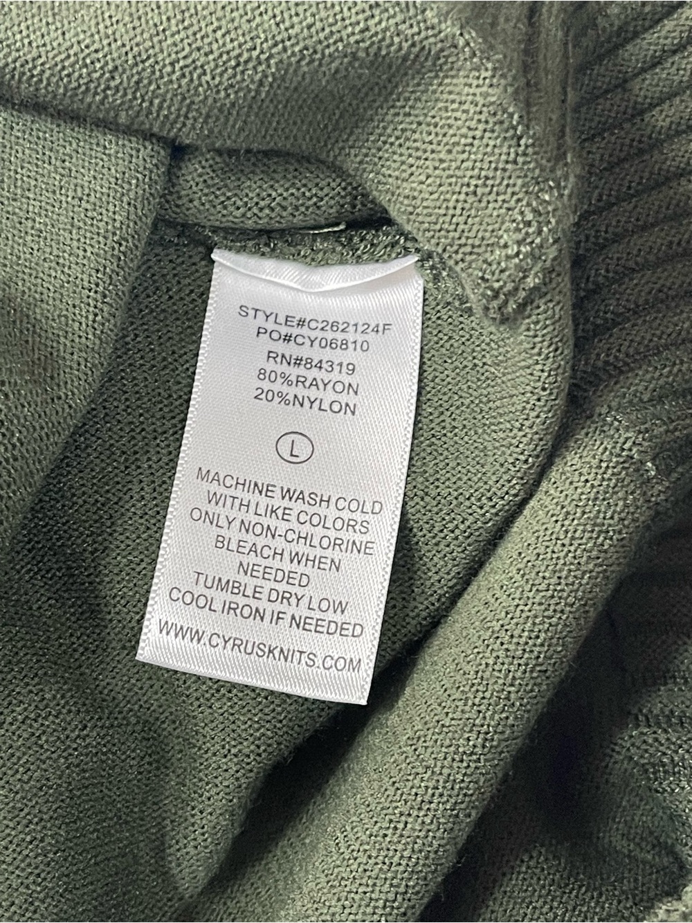 Cyrus Olive Green Crewneck Hooded Sweater w/batwing arms. Trendy versatile cute - Picture 10 of 10
